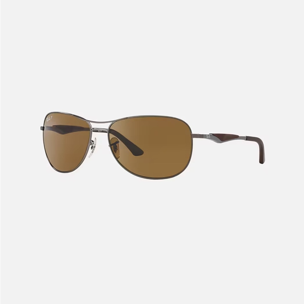 Ray-Ban Frame Matte Gunmetal Brown lenses Aviator Sunglasses